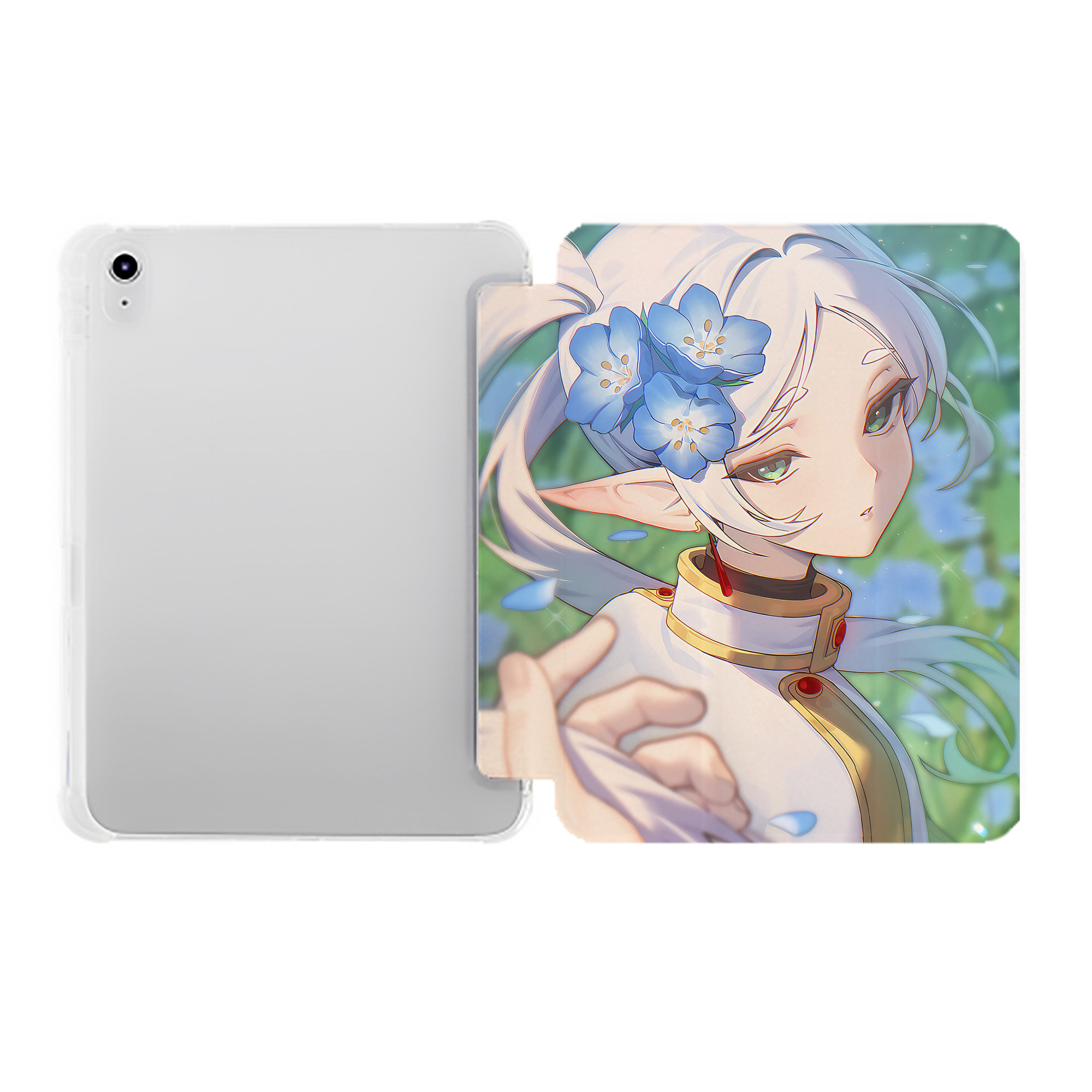（画像用） 葬送のフリーレン Frieren IPad ケース ペン収納付き 三つ折りスタンド PUレザー×シリコン 対応機種9.5/10.5/10.9インチ